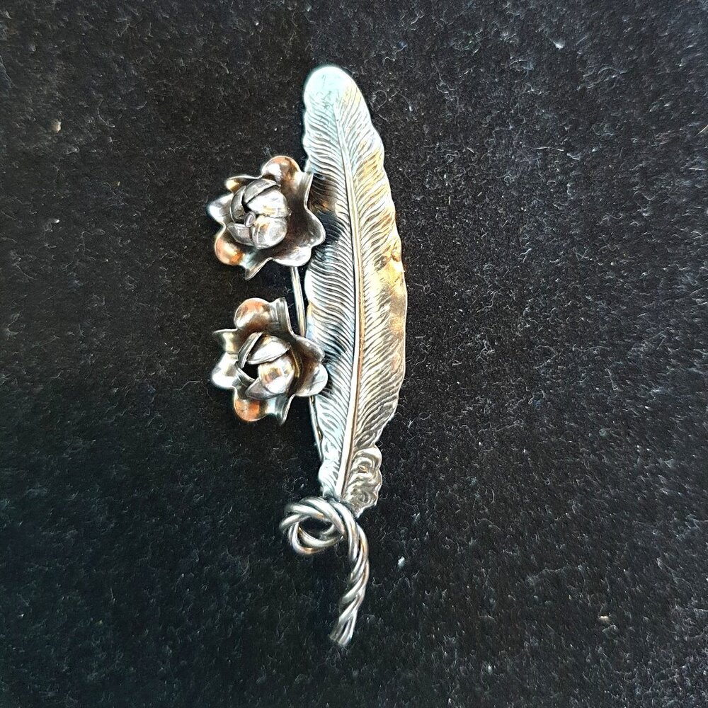 Rare Vintage DAFRI Sterling Silver Leaf & Flower Brooch – Artisan Studio Silver